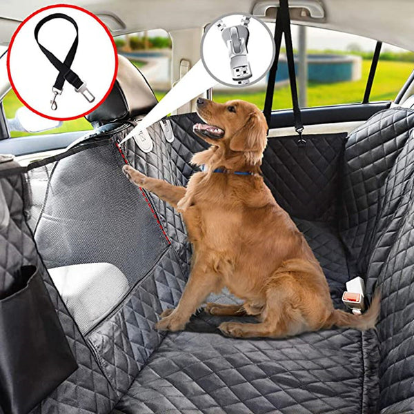 Funda impermeable para asiento de coche para mascotas - Resistente a arañazos con ventana de malla