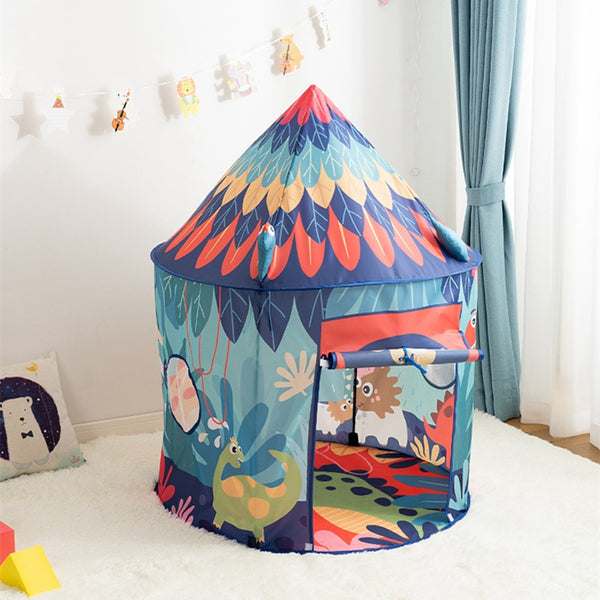 Tienda de campaña tipi de dinosaurios para niños - Casita de juegos plegable para interiores/exteriores