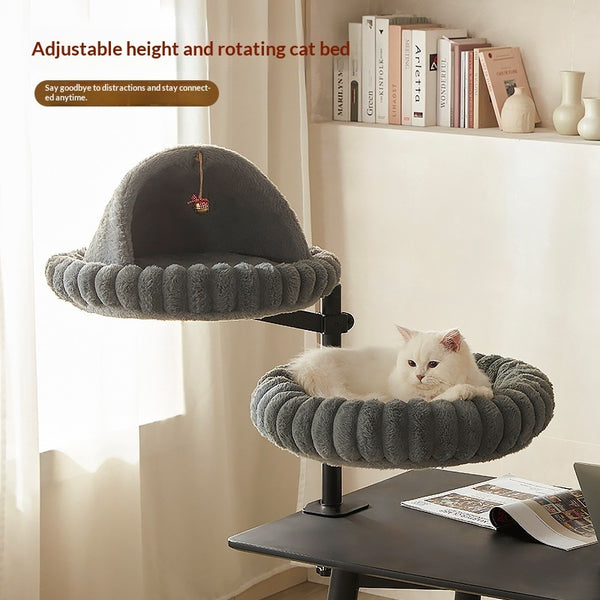 Árbol para gatos de escritorio - Plataforma giratoria, altura ajustable