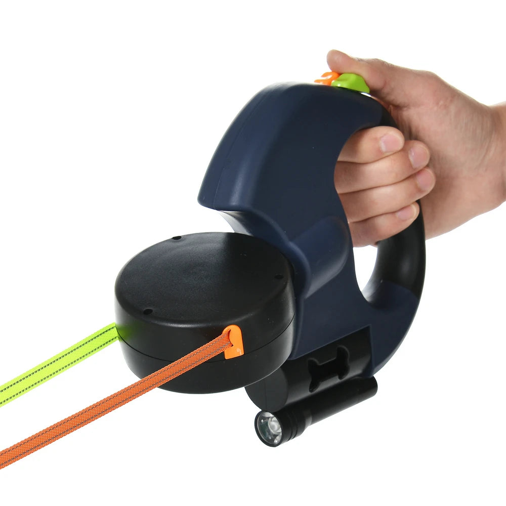 Correa retráctil doble para dos perros pequeños – 3m reflectante