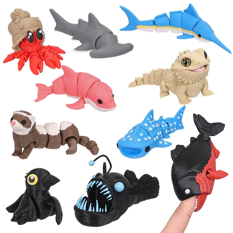 3D Printed Animal Figure – Articulated Shark, Bear & More