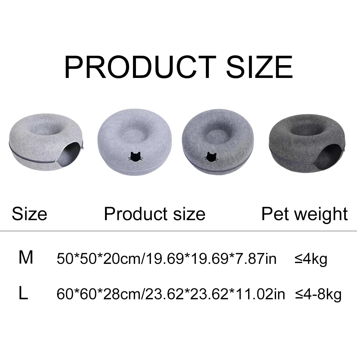 Cama túnel para gatos de fieltro – Nido tipo dona redonda con orificios para jugar