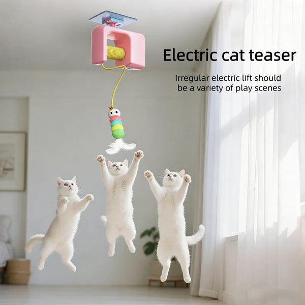 Juguete para gatos de ratón colgante: teaser retráctil de juego autónomo