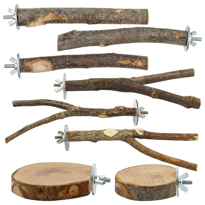 Set de 8 piezas de perchas y soporte de juegos para loros