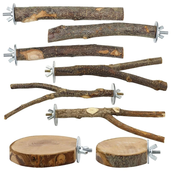 Set de 8 piezas de perchas y soporte de juegos para loros