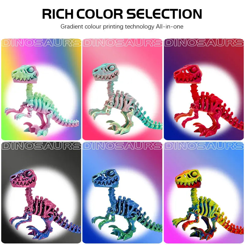 Esqueleto de Velociraptor: Mini figura de dinosaurio impresa en 3D