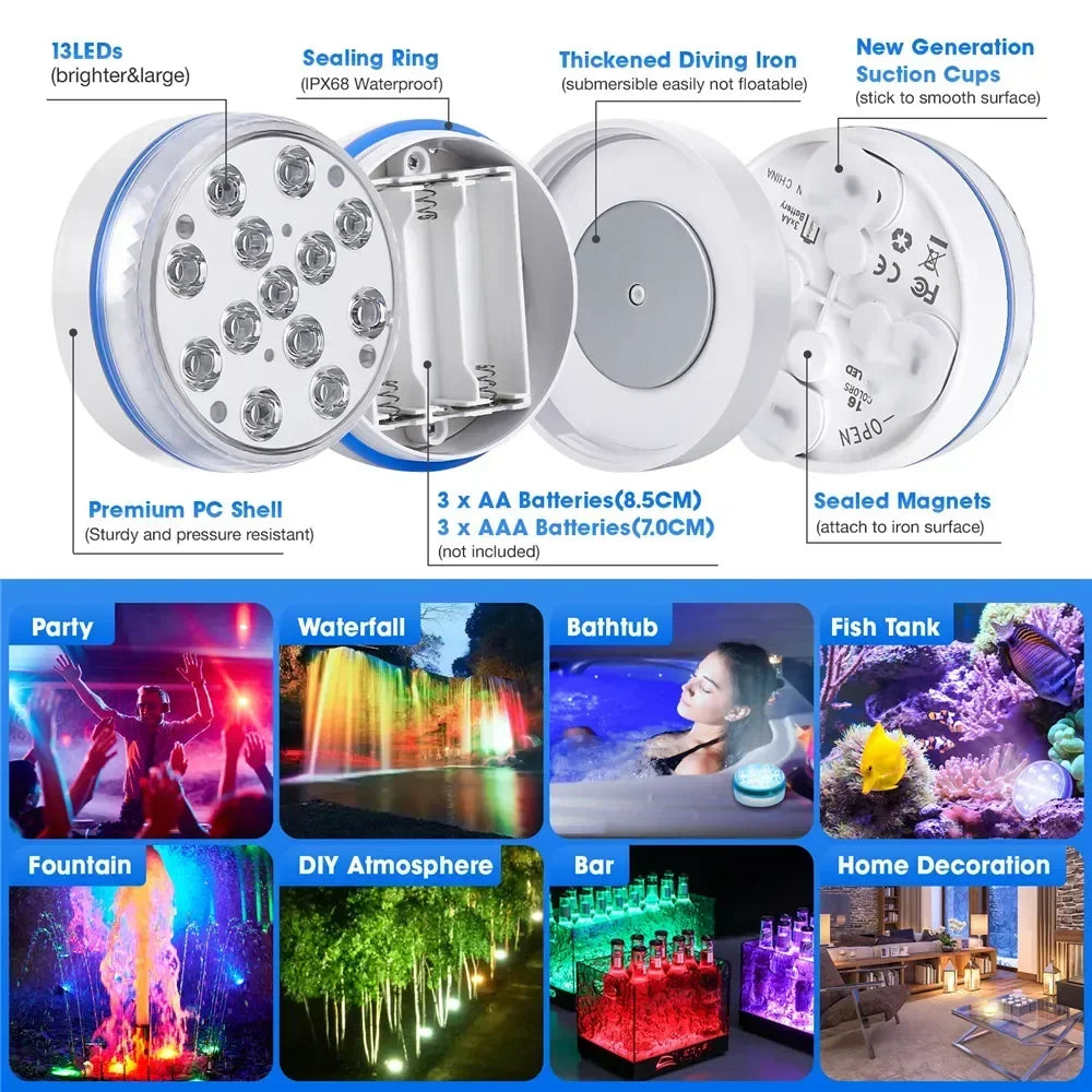 Luz sumergible para acuario de 13 LED