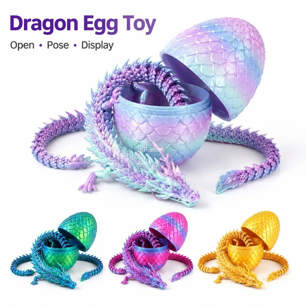 Huevo de dragón con cría articulada – Juguete impreso en 3D