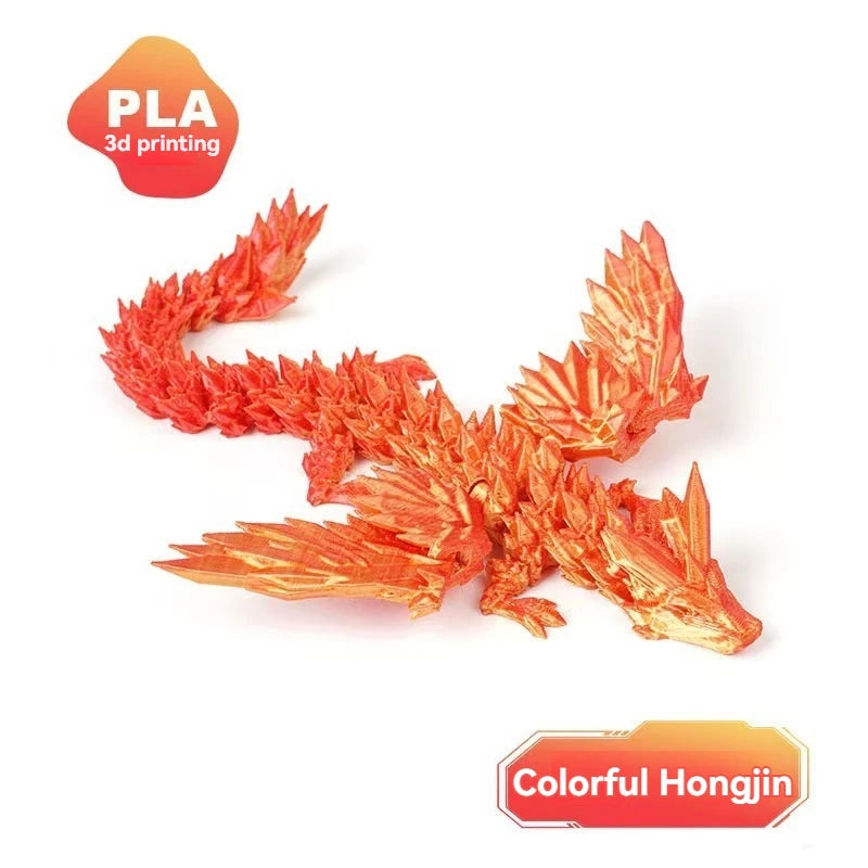 Figura de dragón de gemas de colores: juguete antiestrés articulado impreso en 3D
