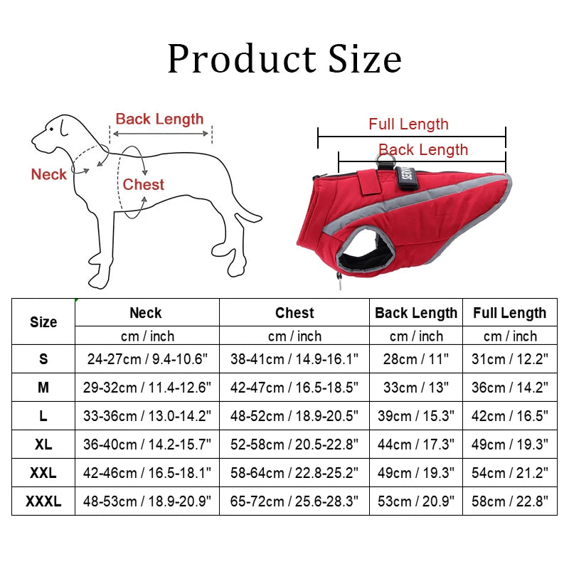 Abrigo de invierno para perro, impermeable y con forro polar