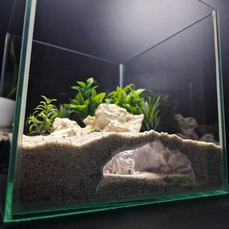 Decoración de acuario con forma de cabeza de Medusa