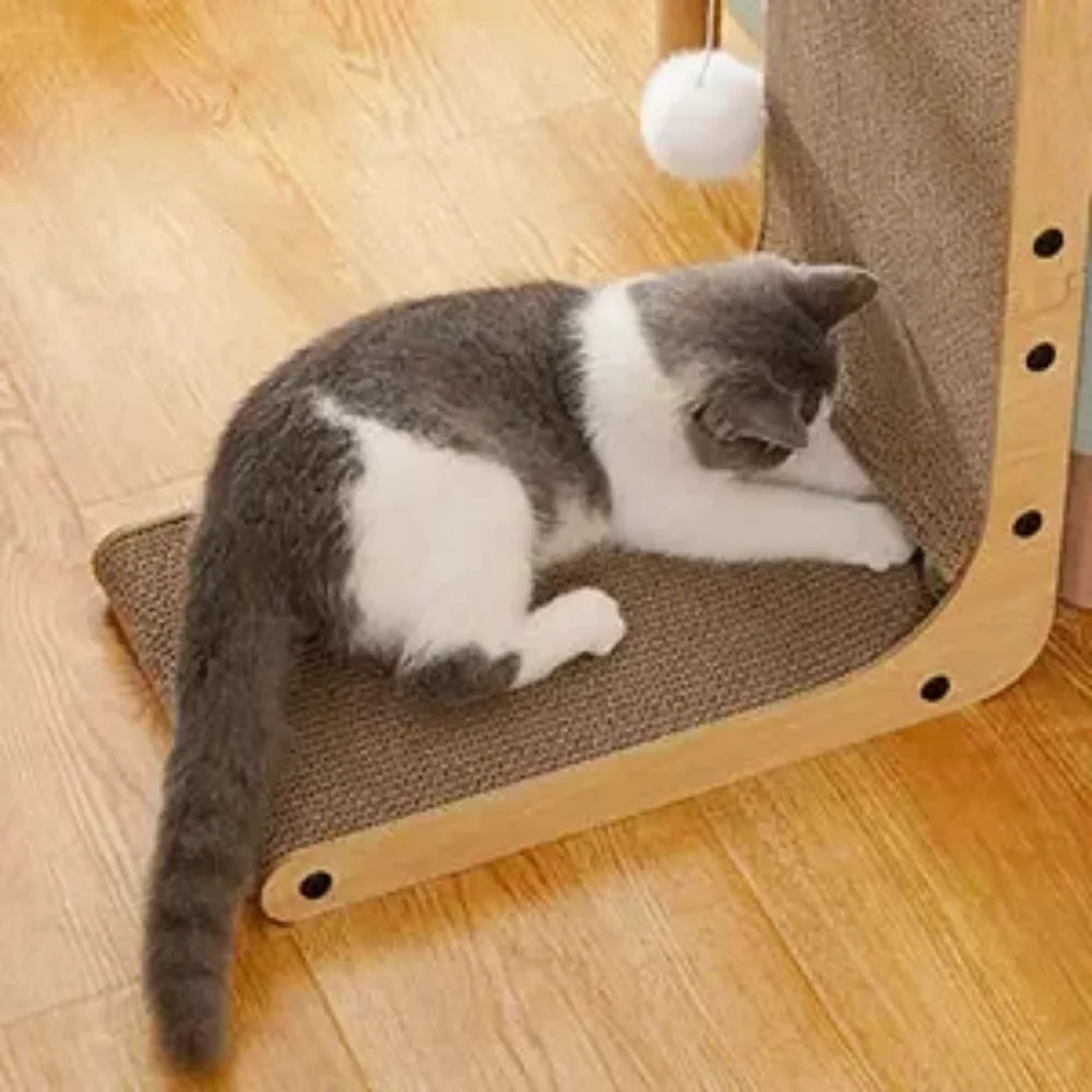 Sofá rascador para gatos en forma de L de cartón