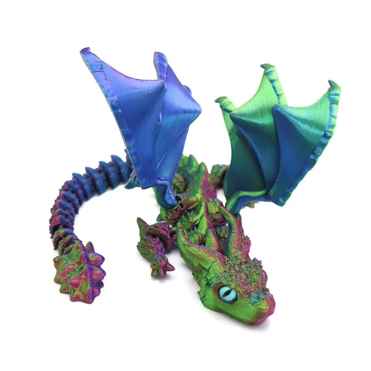 Dragón de cristal articulado impreso en 3D – Figura flexible antiestrés de 8 pulgadas