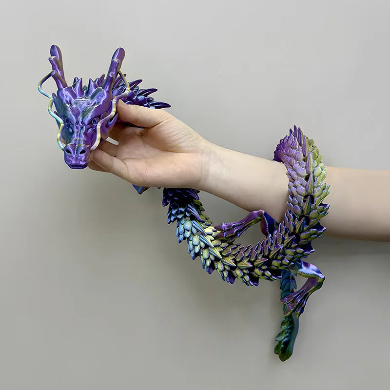 Dragón de gema de cristal: figura de exhibición articulada impresa en 3D de gran tamaño
