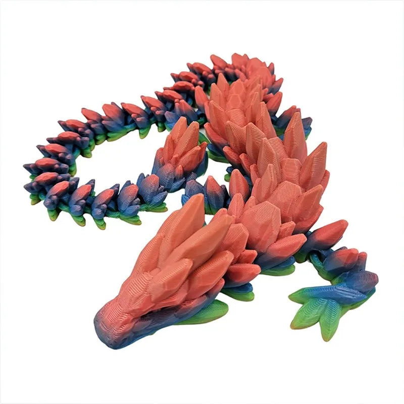 Figura de dragón con gemas iridiscentes – Decoración de escritorio impresa en 3D