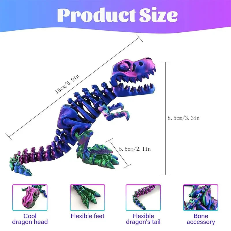 Figura de dragón dino – Modelo impreso en 3D con movimiento libre