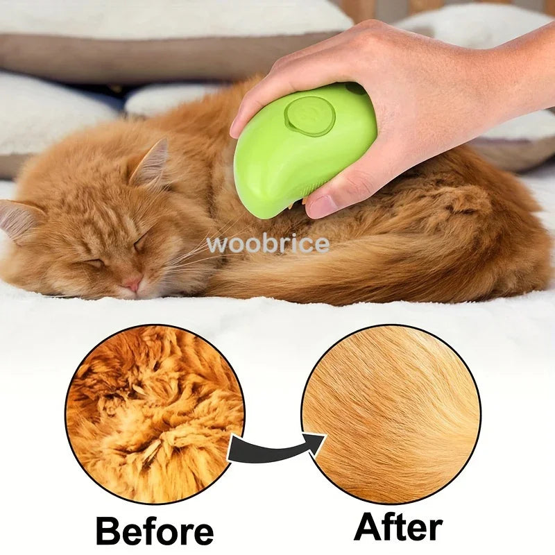 Cepillo de vapor 3 en 1 para mascotas: Peine de masaje con spray para gatos y perros