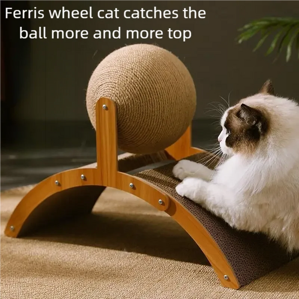 2-in-1 Wooden Sisal Cat Scratching Ball