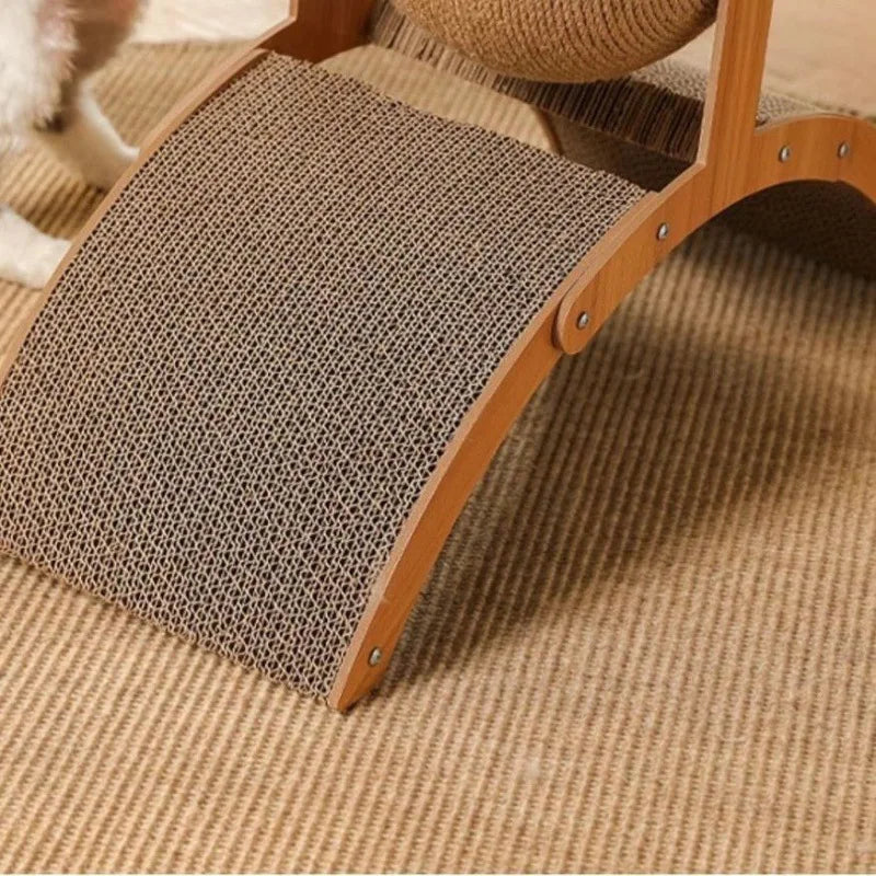 Bola rascadora para gatos de madera y sisal 2 en 1