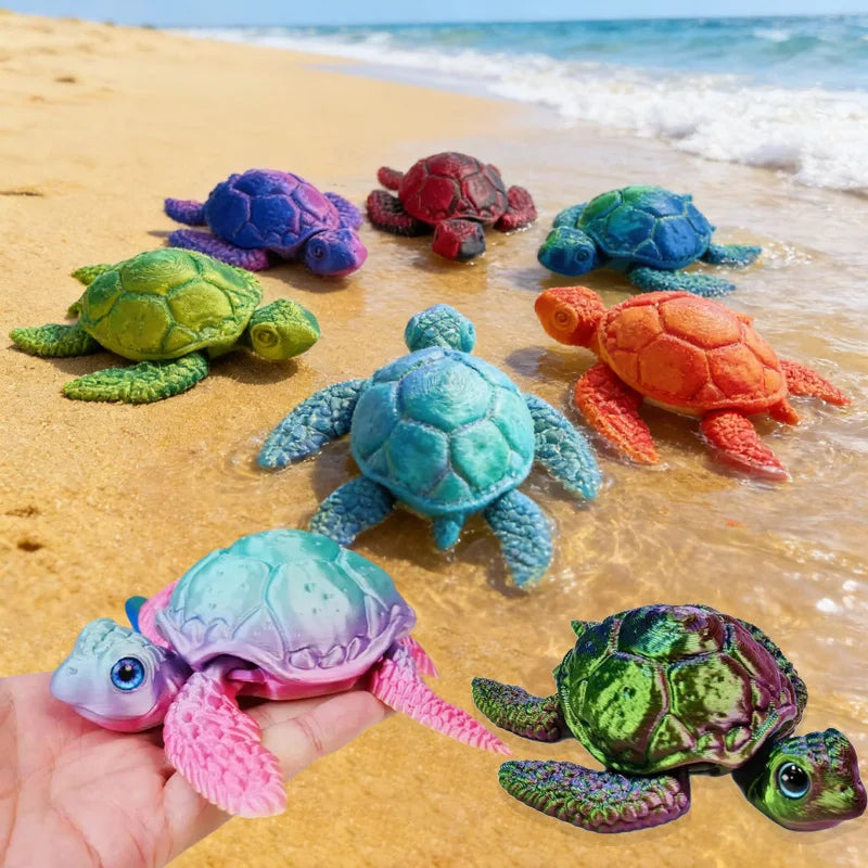 Figura de tortuga marina articulada – Juguete antiestrés impreso en 3D