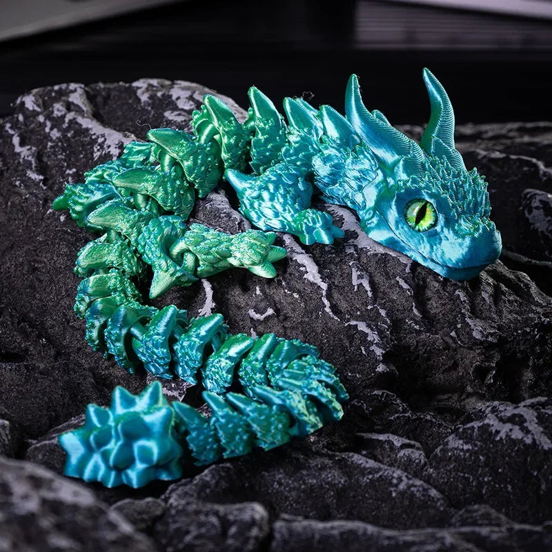 Dragón de cristal radiante – Figura articulada impresa en 3D