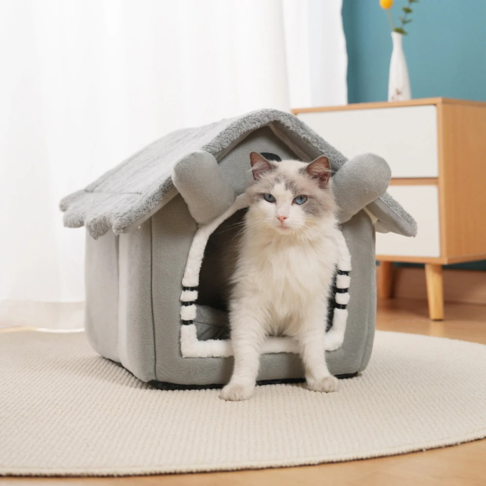Cama de invierno para gatos con funda extraíble: lavable