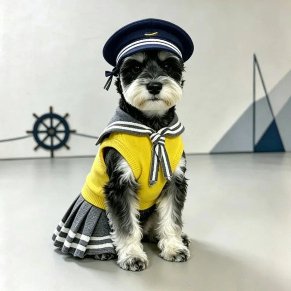Vestido suéter de punto para mascota estilo marinero – Atuendo cálido para otoño e invierno