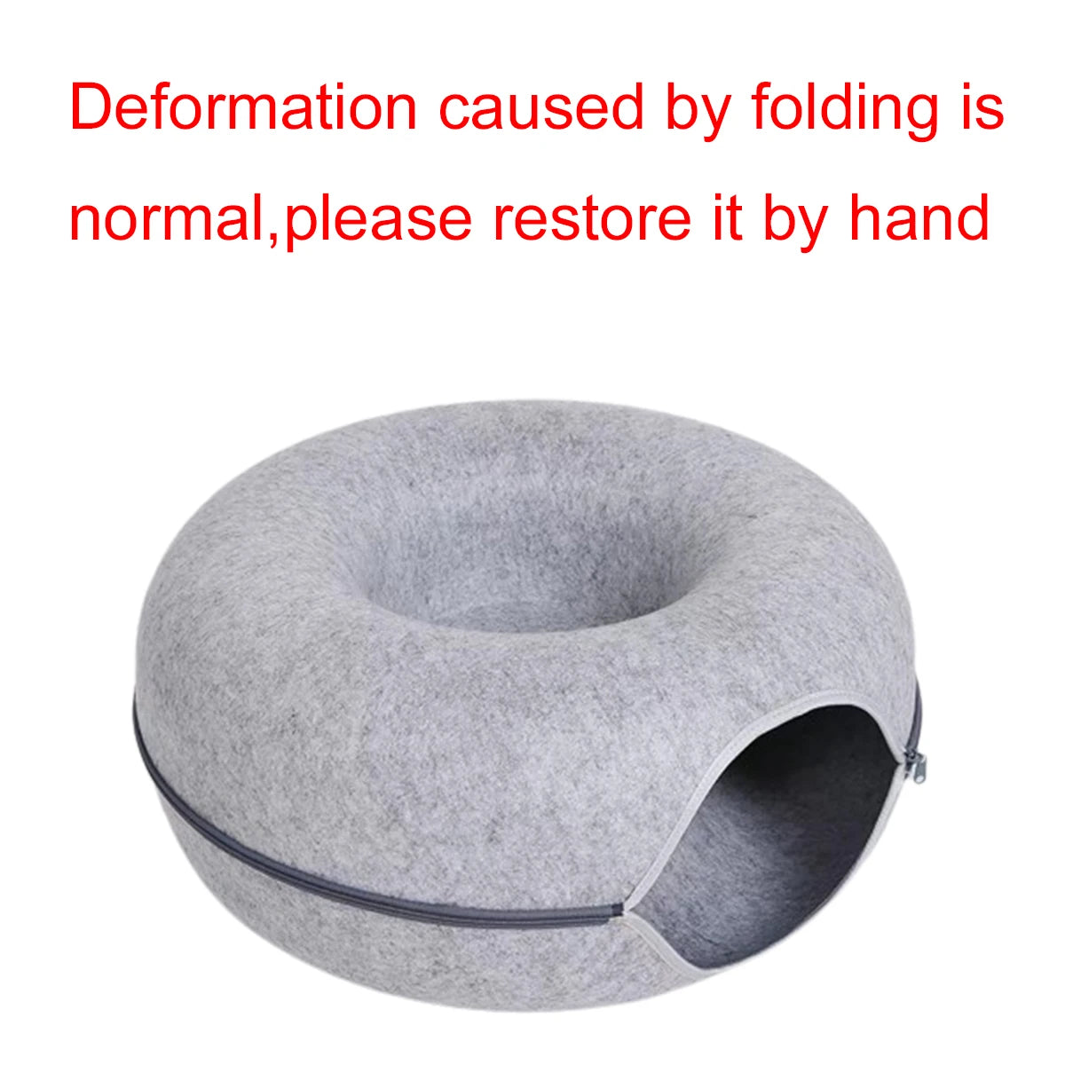 Cama túnel para gatos de fieltro – Nido tipo dona redonda con orificios para jugar