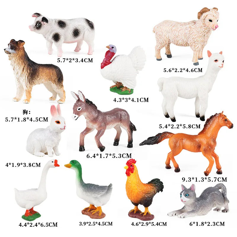 Figuras de animales de granja: set de 12 piezas