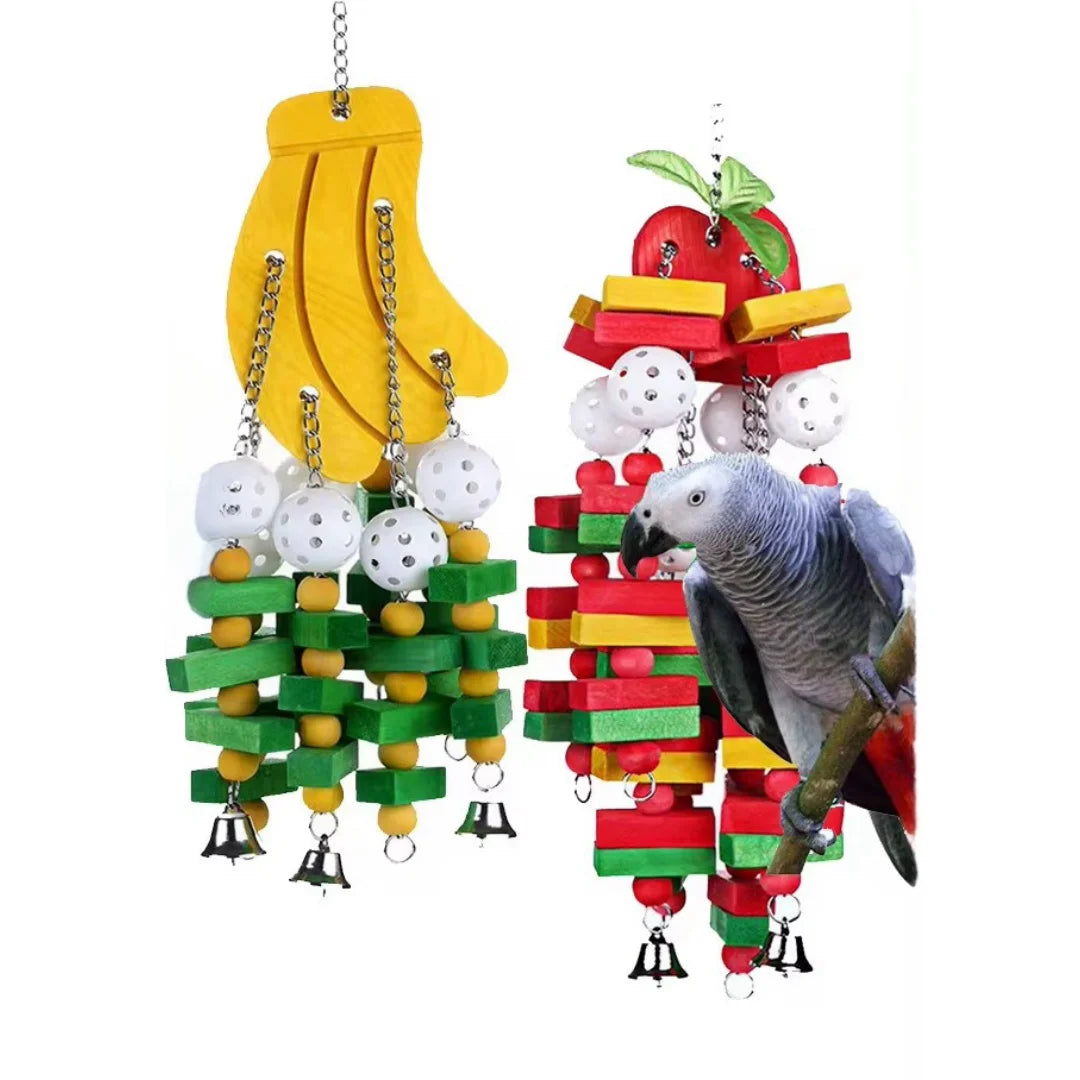 Set de juguetes de madera para masticar loros