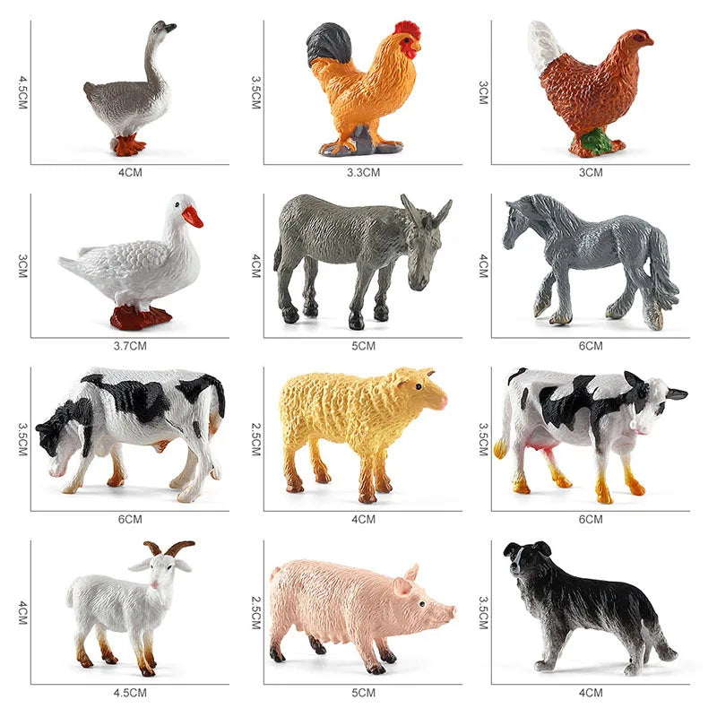 Set de figuras de animales: modelos de granja, bosque, océano e insectos