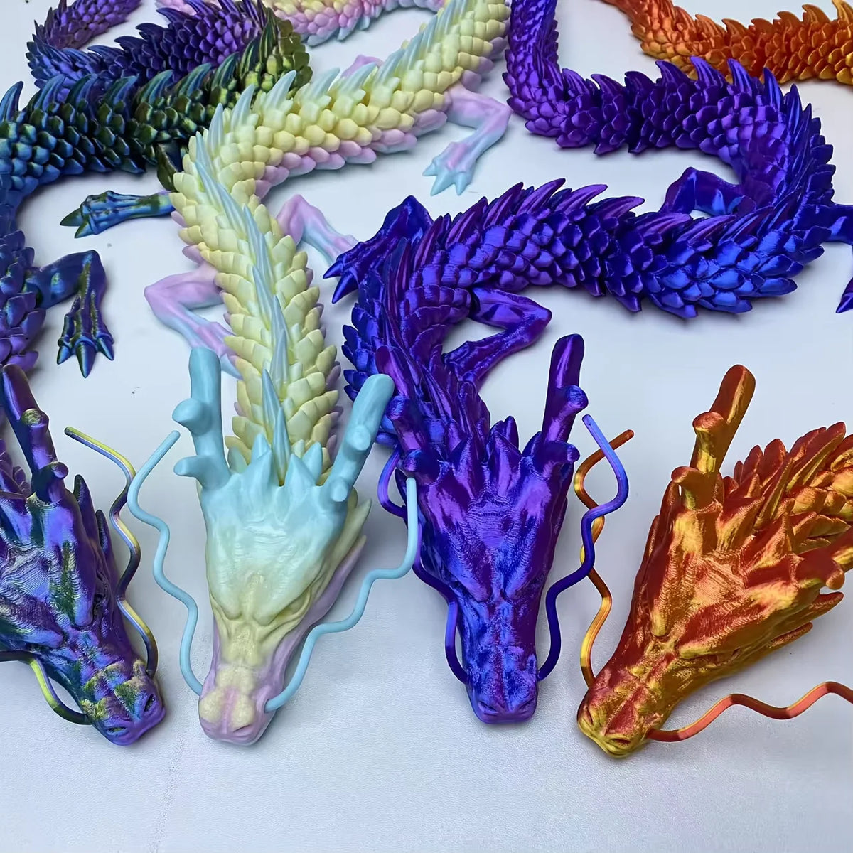 Dragón de gema de cristal: figura de exhibición articulada impresa en 3D de gran tamaño