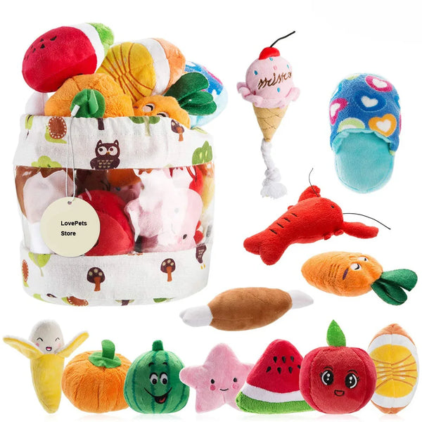 Paquete de juguetes de peluche chirriantes para perro – Multipack