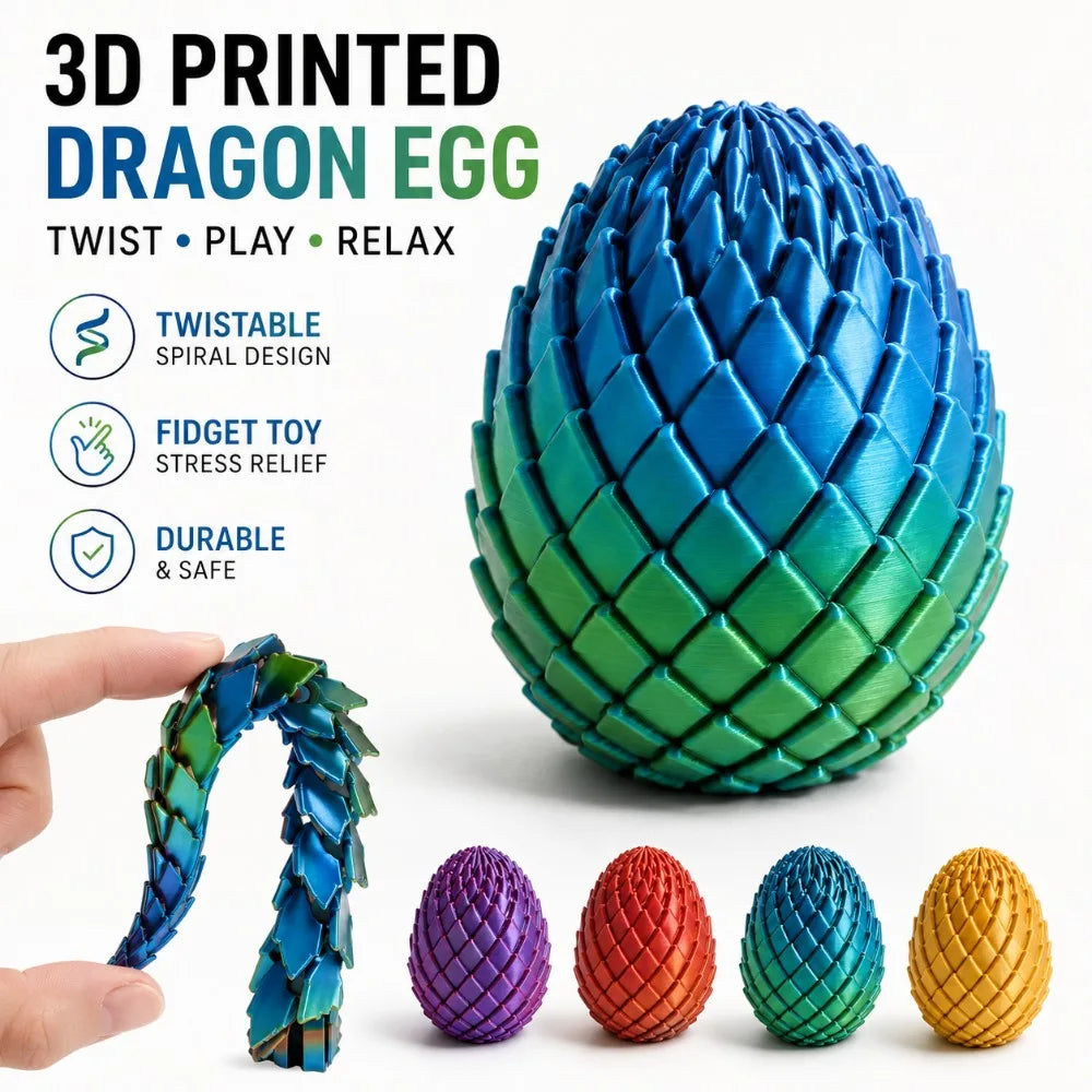 Huevo de dragón retorcido: juguete antiestrés espiral impreso en 3D