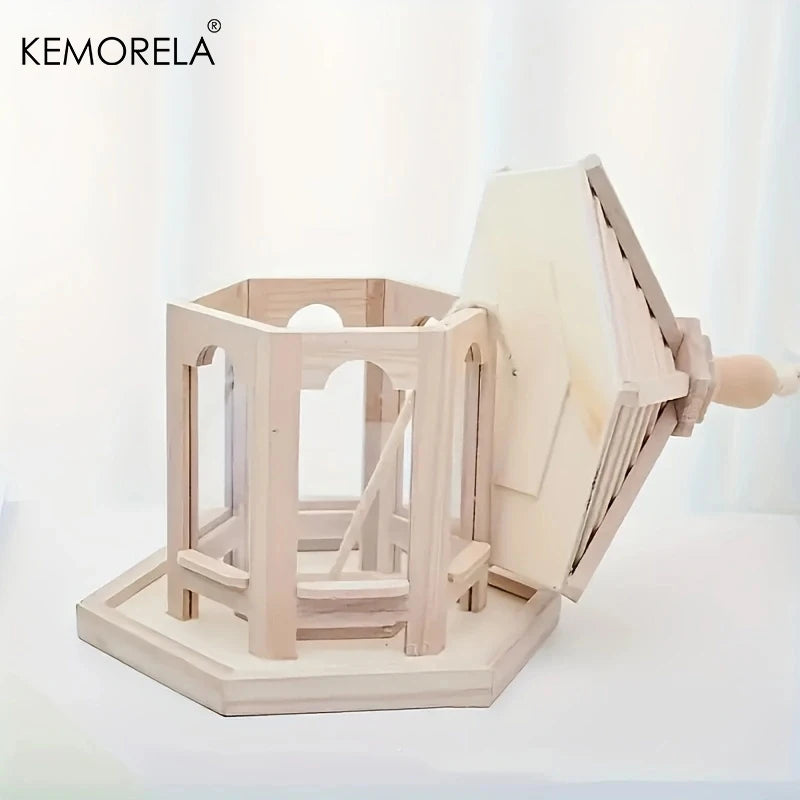 Casita comedero para pájaros de madera
