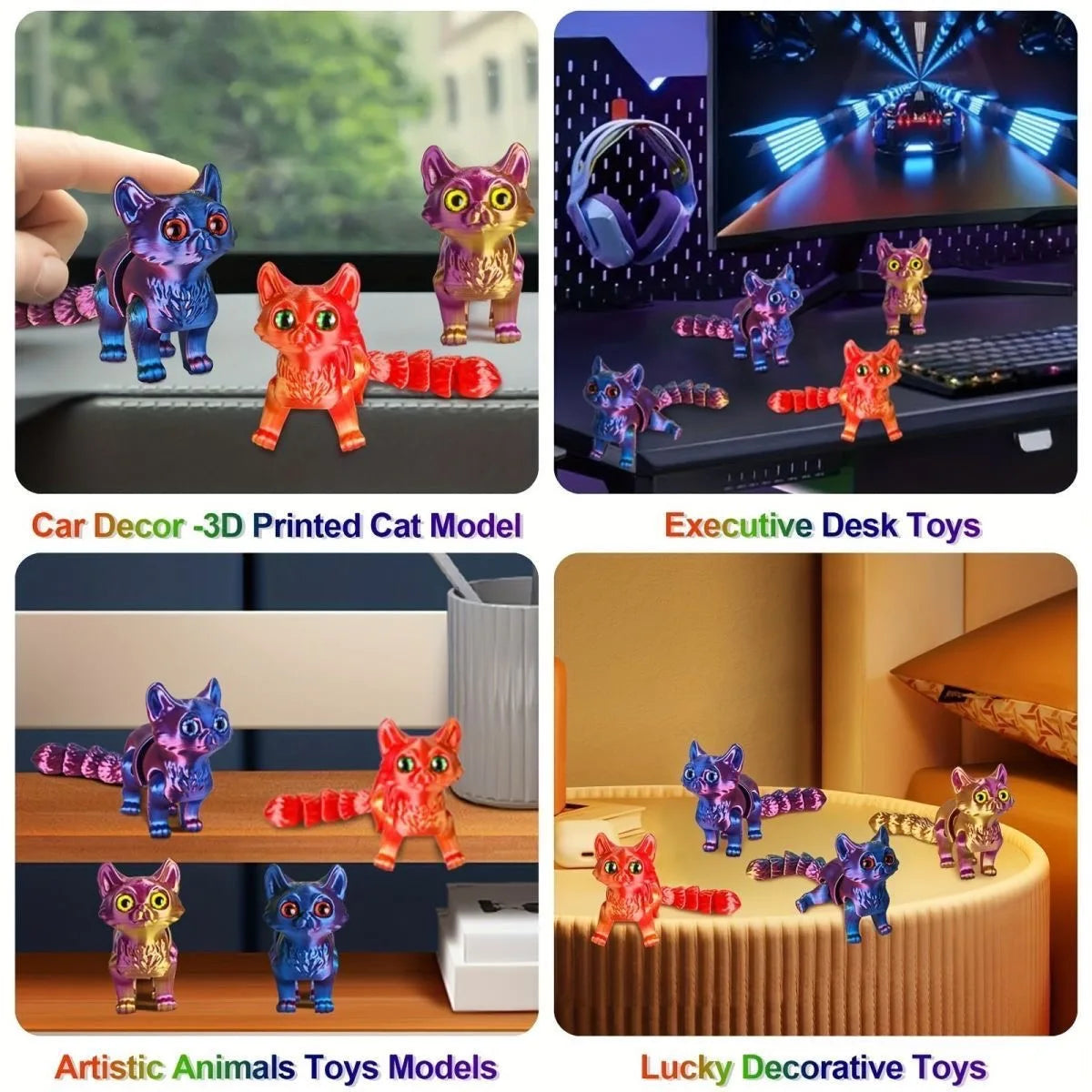 Figuras de gato articuladas – Lindos gatitos antiestrés impresos en 3D