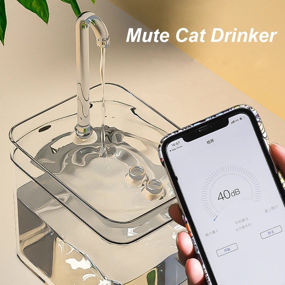 Fuente de agua para gatos con filtrado automático – Bomba silenciosa