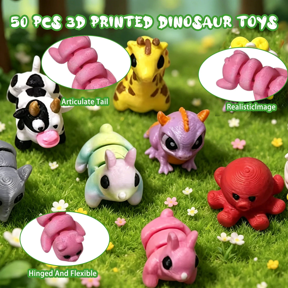 Figuras de animales articuladas en miniatura – Paquete variado impreso en 3D