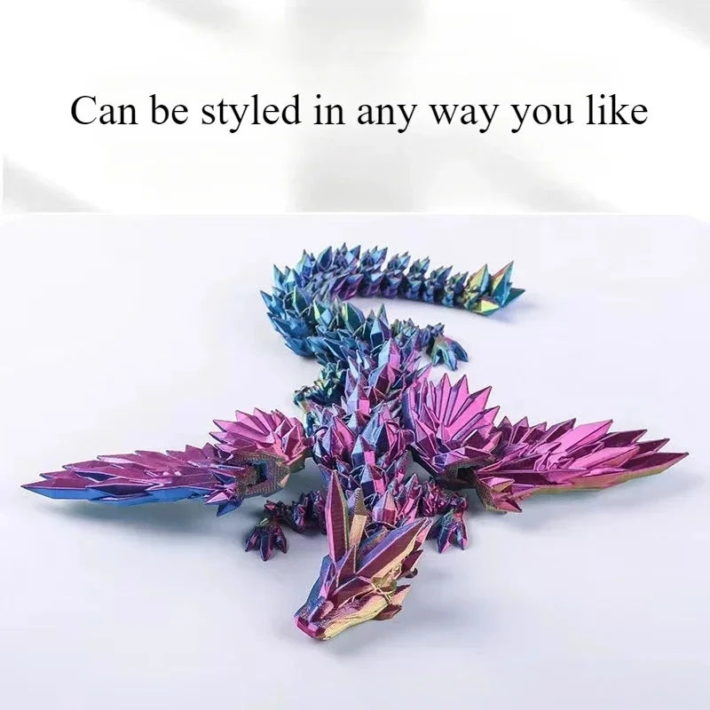 Figura de dragón de gemas de colores: juguete antiestrés articulado impreso en 3D