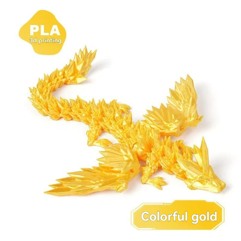 Figura de dragón de gemas de colores: juguete antiestrés articulado impreso en 3D