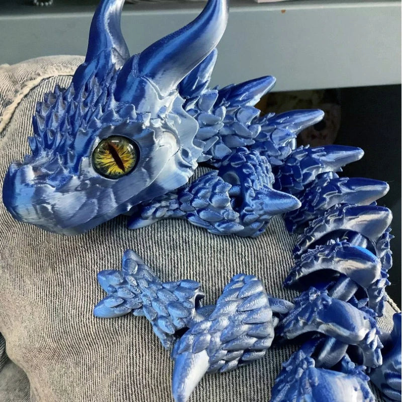 Dragón de cristal articulado impreso en 3D – Figura flexible antiestrés de 8 pulgadas