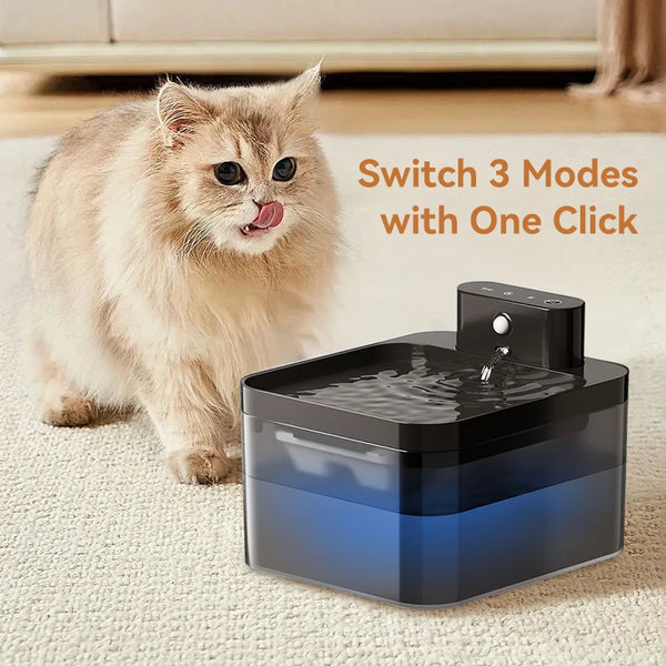 Fuente de agua inteligente inalámbrica para gatos – Sensor infrarrojo, batería de 2600mAh