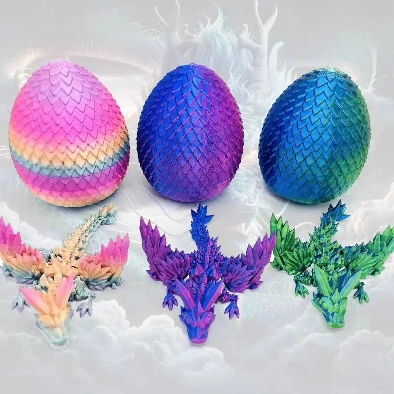 Figura de dragón de gemas de colores: juguete antiestrés articulado impreso en 3D