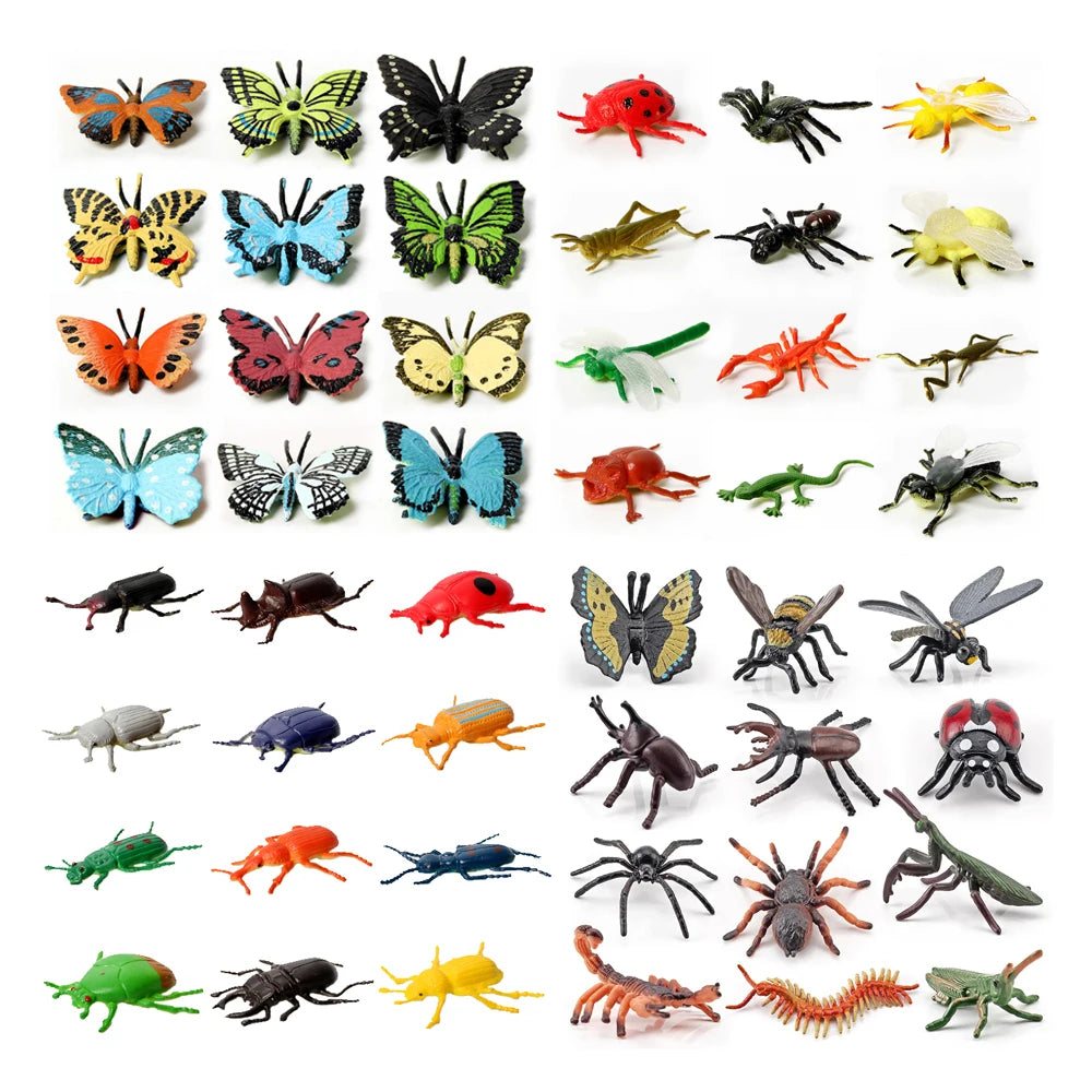 Set de figuras de animales: modelos de granja, bosque, océano e insectos