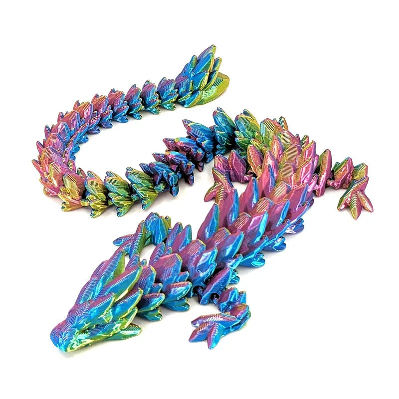 Iridescent Gemstone Dragon Figurine – 3D Printed Desk Decor