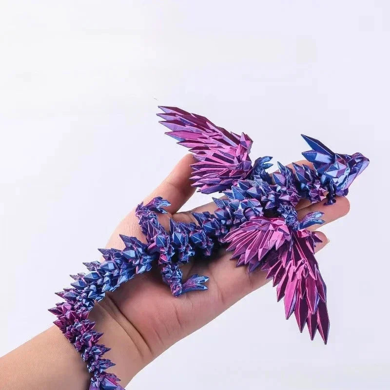 Colorful Gem Dragon Figurine – Articulated 3D Printed Fidget Toy