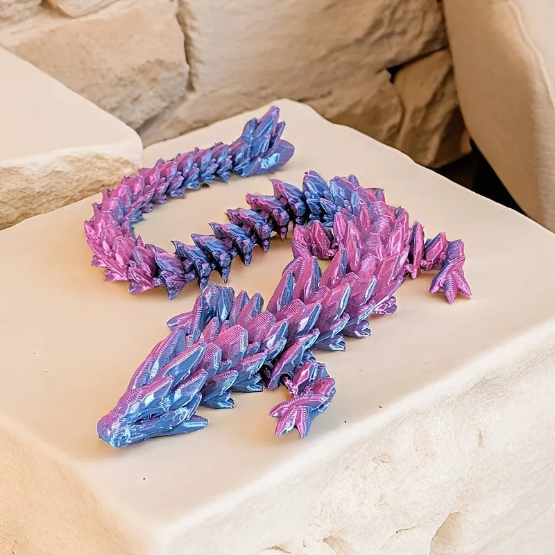 Figura de dragón con gemas iridiscentes – Decoración de escritorio impresa en 3D