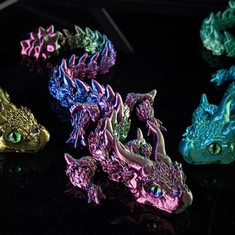 Dragón de cristal radiante – Figura articulada impresa en 3D