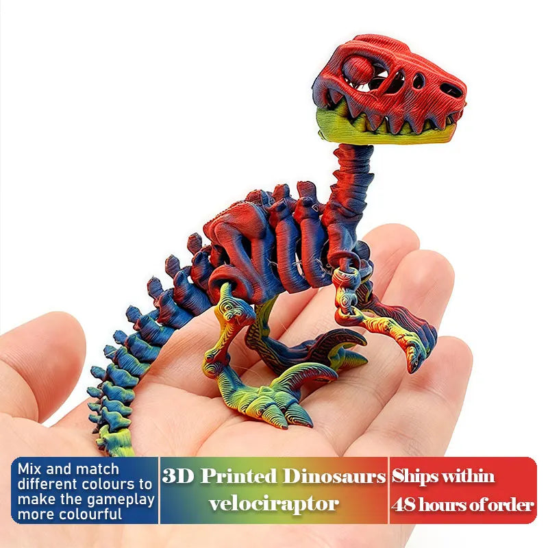 Esqueleto de Velociraptor: Mini figura de dinosaurio impresa en 3D