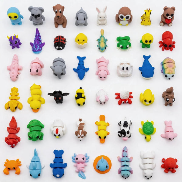 Paquete de figuras de animales impresas en 3D al azar – Mini set articulado